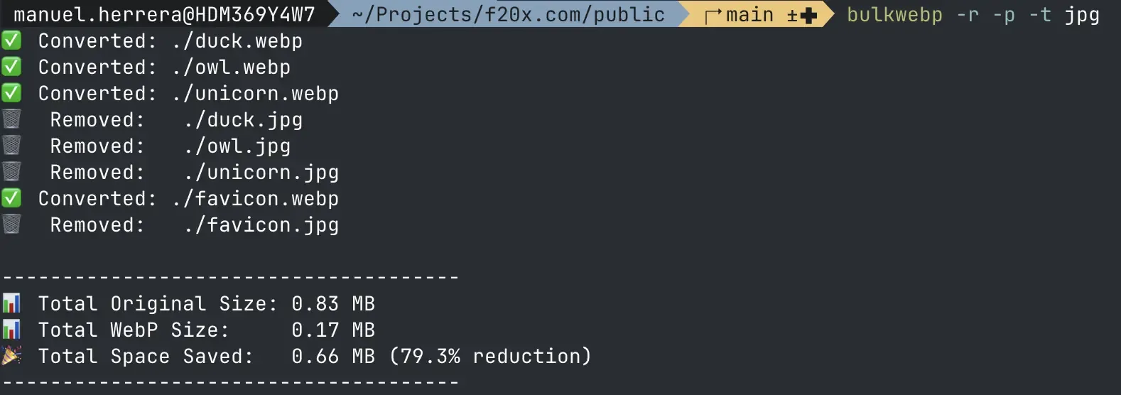 An example image of the bulkwebp script working.