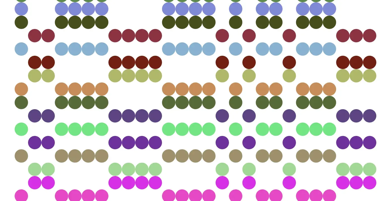 An pattern of circles generated by the Random Avatar Generator script.
